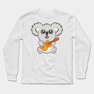 Adorable koala Playing Acoustic Guitar Cartoon Long Sleeve T-Shirt